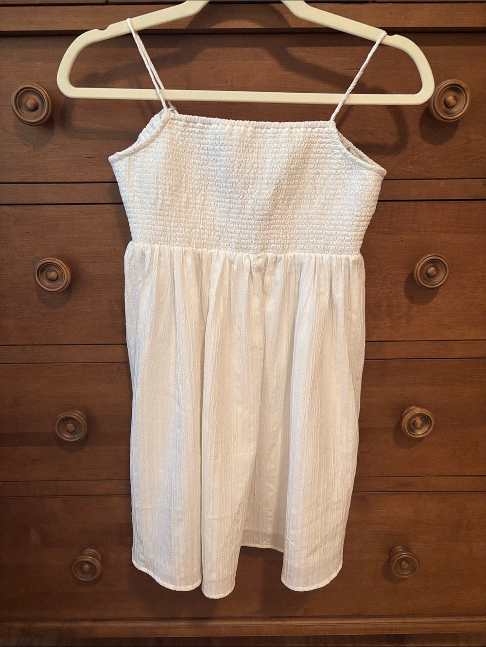 American Eagle Outfitters White Smocked Mini Sundress